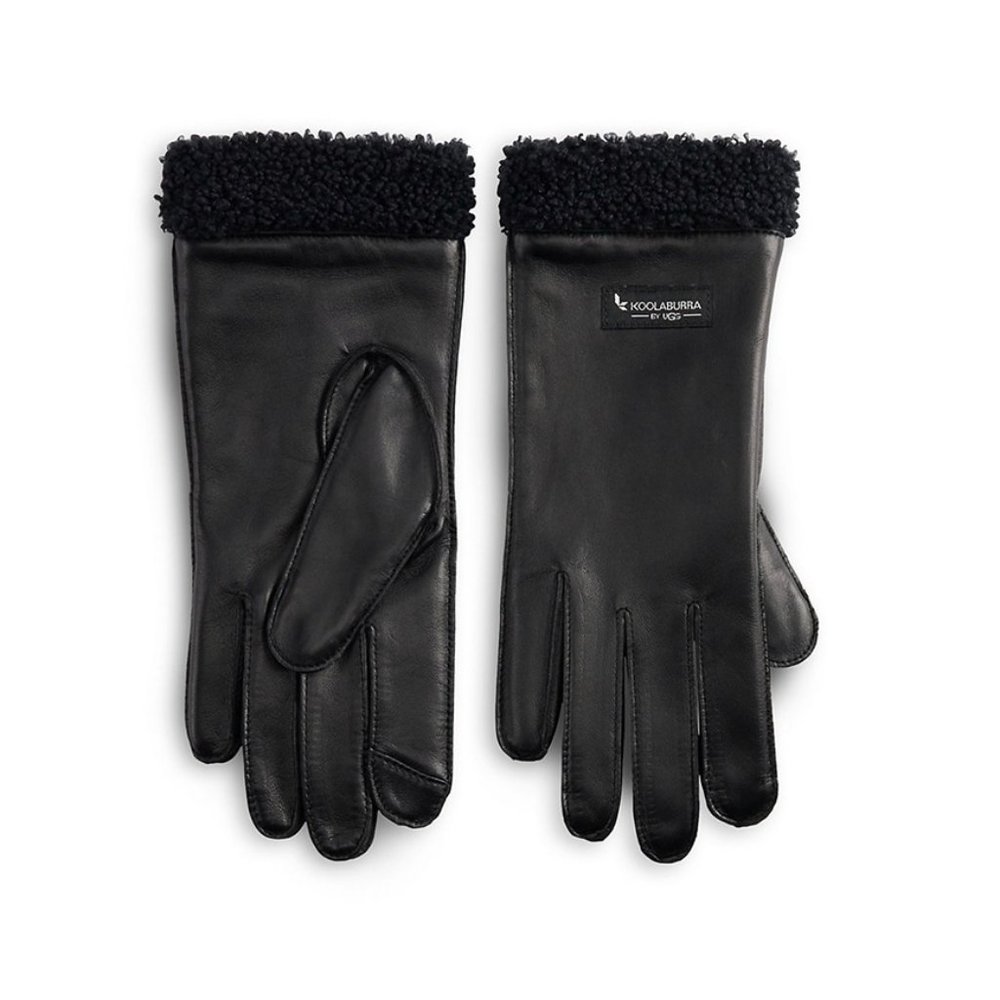 NWT Koolaburra by UGG Women’s Black Leather Sherpa Trim Gloves